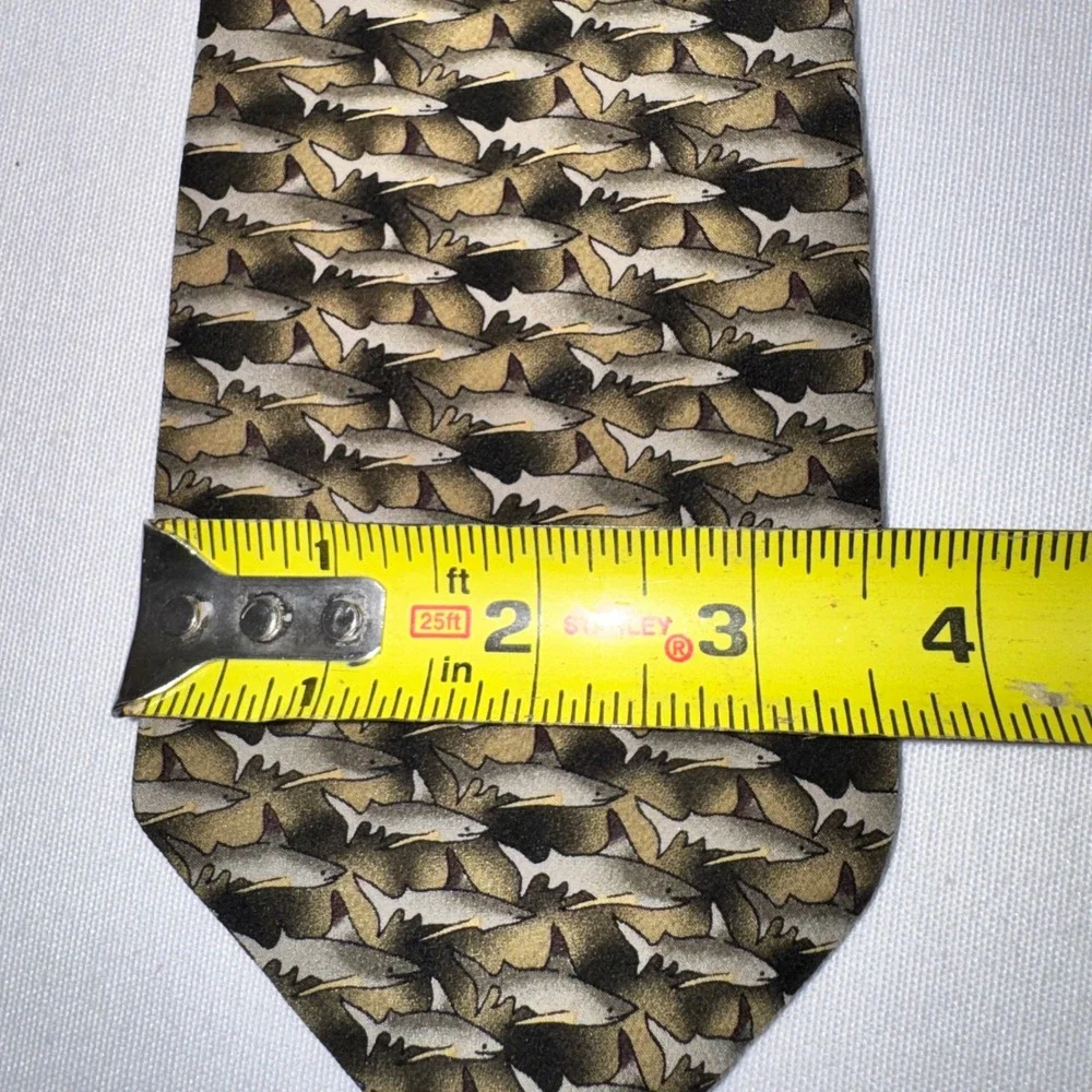 Karen Bierce Nature Conservancy Silk Tie Lot 2 Fruit Bat Dusky‎ Shark Vintage
